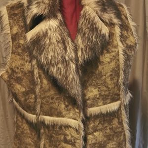 Brown false fur vest